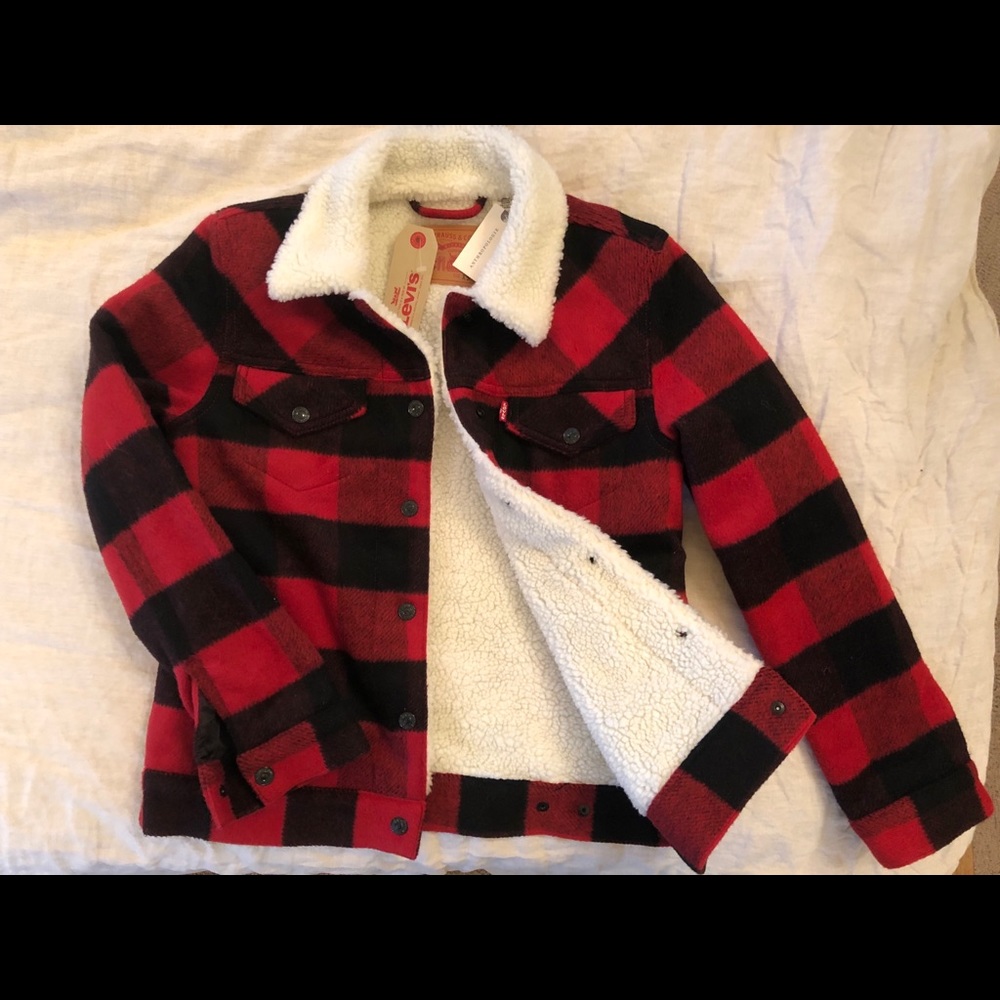 Levi’s buffalo plaid, LS sherpa jacket